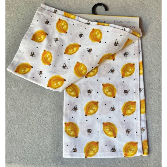 Gift Craft Summer Fresh Lemon & Bee Printed Tea Towel 100% Cotton 27x 25 NWT - Picture 4 of 4